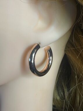 Chunky Rose Gold Half Hoop Earrings Thick Tube Open Hoops Statement